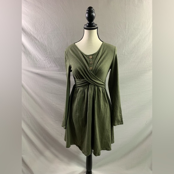 Olive Criss Cross Front A-line Dress - Picture 5 of 8